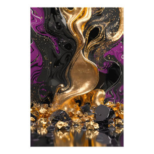 Luxury Obsidian & Gold Fluid Art - Elegant Abstrac Photo Print