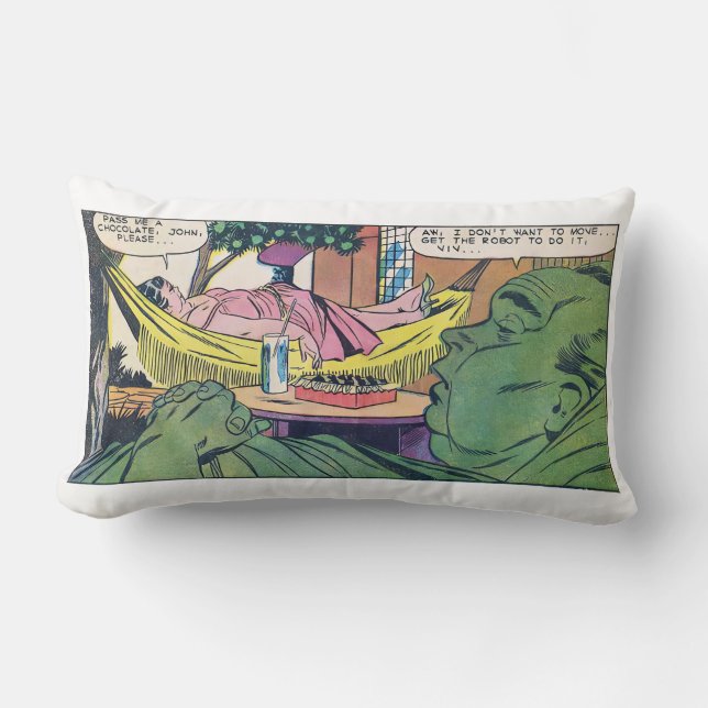 Luxury of Laziness Vintage Comic Panel Lumbar Cushion (Front)