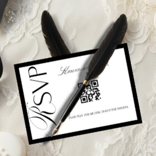 Luxury Old Money Black and White RSVP Card