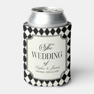 Luxury Old Money Black Ivory Vintage Wedding Can Cooler