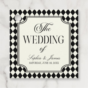 Luxury Old Money Black Ivory Vintage Wedding Favour Tags