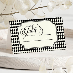 Luxury Old Money Black Ivory Vintage Wedding Place Card