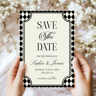 Luxury Old Money Black Ivory Vintage Wedding Save The Date
