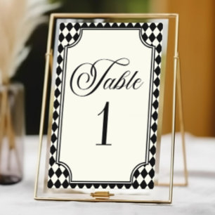 Luxury Old Money Black Ivory Vintage Wedding Table Number