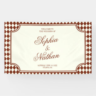 Luxury Old Money Burgundy Ivory Vintage Wedding Banner