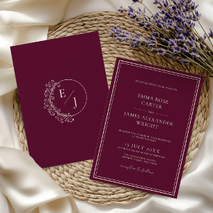 Luxury Old Money Burgundy Wedding Invitation