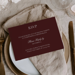 Luxury Old Money Burgundy Wedding RSVP Card
