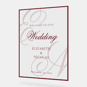 Luxury Old Money Monogram Wedding Welcome Acrylic Sign
