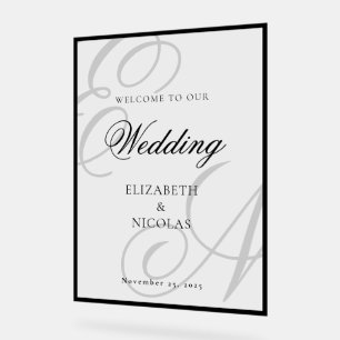 Luxury Old Money Monogram Wedding Welcome Acrylic Sign