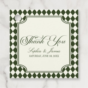 Luxury Old Money Olive Green Ivory Vintage Wedding Favour Tags