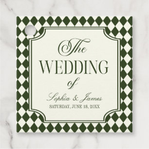 Luxury Old Money Olive Green Ivory Vintage Wedding Favour Tags