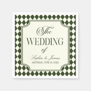 Luxury Old Money Olive Green Ivory Vintage Wedding Napkin