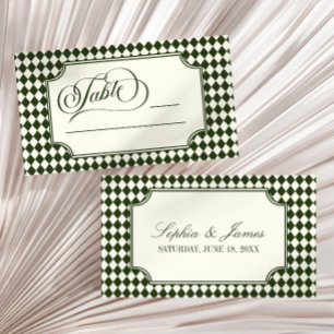 Luxury Old Money Olive Green Ivory Vintage Wedding Place Card
