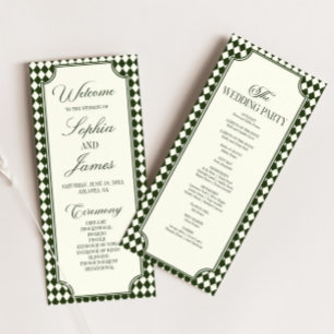 Luxury Old Money Olive Green Ivory Vintage Wedding Programme