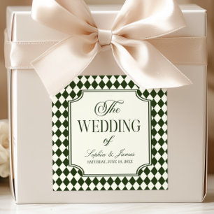 Luxury Old Money Olive Green Ivory Vintage Wedding Square Sticker