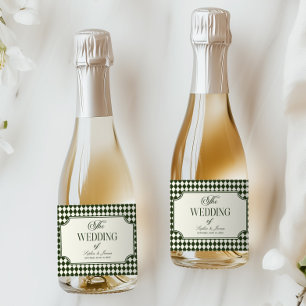 Luxury Old Money Olive Green Vintage Wedding Sparkling Wine Label