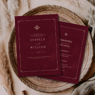 Luxury Old Money Wedding Burgundy Classic Wedding Invitation