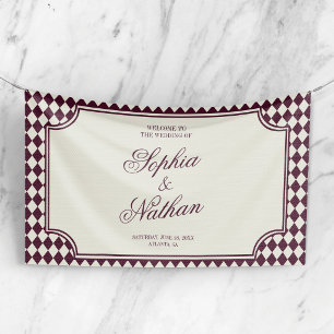 Luxury Old Money Wine Ivory Vintage Wedding Banner