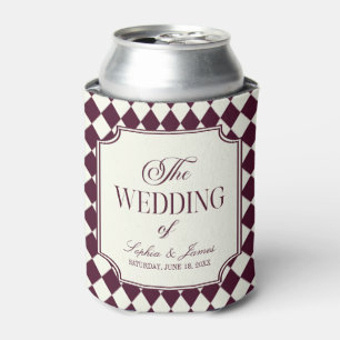 Luxury Old Money Wine Ivory Vintage Wedding Can Cooler