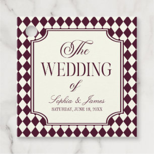 Luxury Old Money Wine Ivory Vintage Wedding Favour Tags