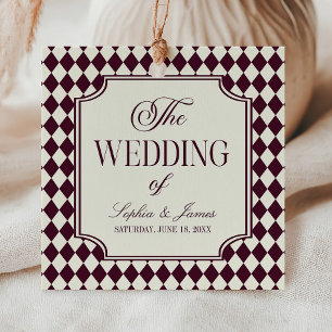 Luxury Old Money Wine Ivory Vintage Wedding Favour Tags