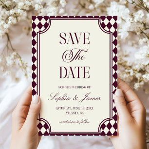 Luxury Old Money Wine Ivory Vintage Wedding Save The Date