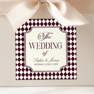 Luxury Old Money Wine Ivory Vintage Wedding Square Sticker