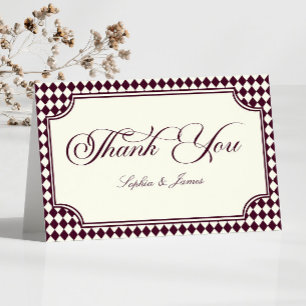 Luxury Old Money Wine Ivory Vintage Wedding Thank You Card
