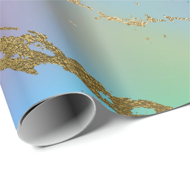 Luxury Ombre Blue Pink Purple Marble Wrapping Paper (Roll Corner)