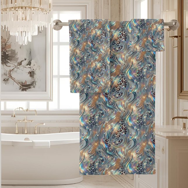 Luxury Opal DIamond | Snow Leopard Print Towel Set (Creator Uploaded)