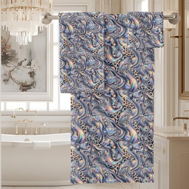 Luxury Opal DIamond | Snow Leopard Print Towel Set (Creator Uploaded)