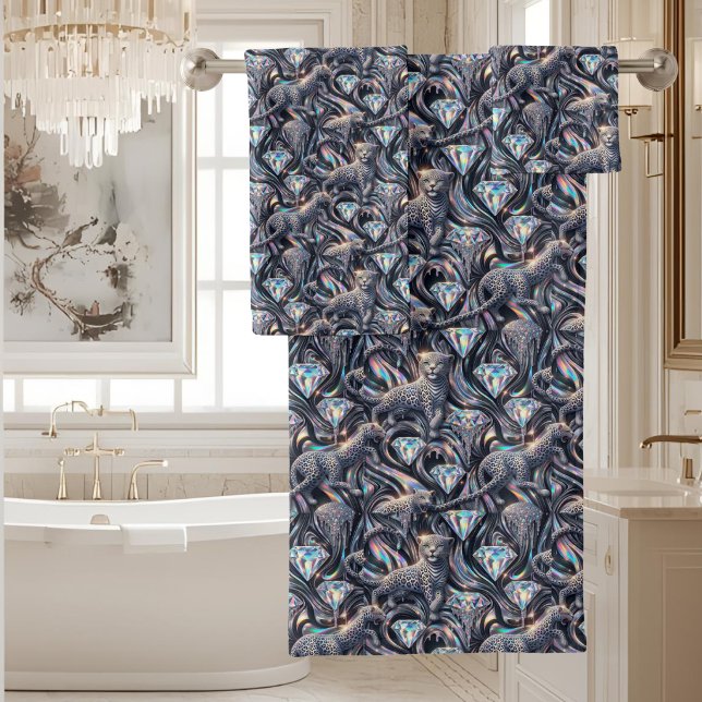 Luxury Opal DIamond | Snow Leopard Print Towel Set (Creator Uploaded)