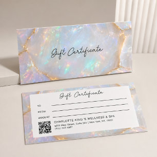 Luxury Opal Holographic QR Code Gift Certificate
