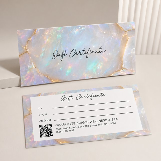 Luxury Opal Holographic QR Code Gift Certificate (Luxury Opal Holographic QR Code Gift Certificate)