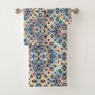 Luxury Opal Leopard Print Pattern Bath Towel Set