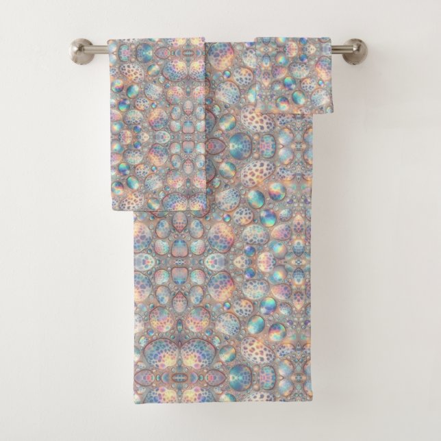 Luxury Opal Leopard Print Pattern Bath Towel Set (Insitu)