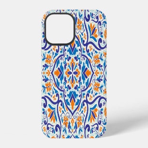 Luxury Orange Blue Ornament Pattern iPhone 12 Case