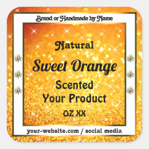 Luxury Orange Glitter Sparkle Stars Product Labels