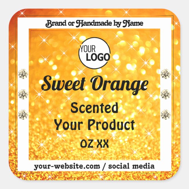Luxury Orange Sparkle Glitter Product Labels Logo (Front)