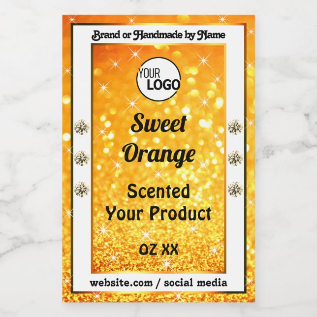 Luxury Orange Sparkle Glitter Product Labels Logo (Single Label)