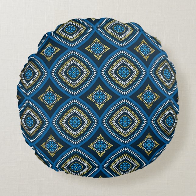 Luxury oriental seamless pattern round cushion (Front)