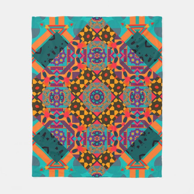 Luxury ornamen arabesque seamless pattern fleece blanket (Front)