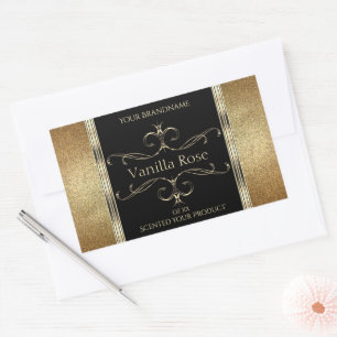 Luxury Ornamental Gold Glitter Black Product Label