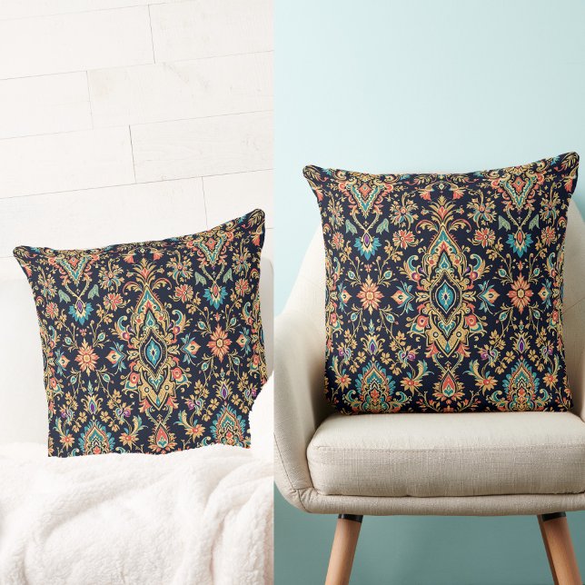 Luxury Ornate Damask Pattern with Floral Motifs Cushion (Creator Uploaded)
