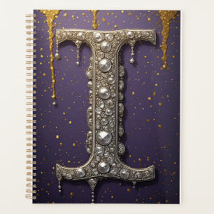 Luxury Ornate Letter I Monogram in Jewels Planner