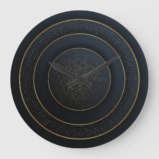 Luxury Paper Cut: Golden Gradient. Large Clock