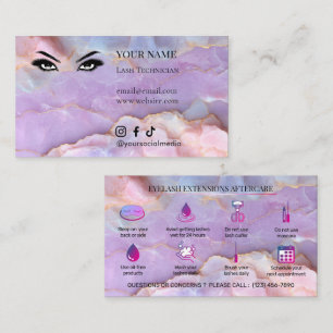 Luxury Pastel Marble Lash Artist Aftercare Business Card