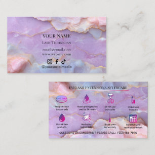 Luxury Pastel Marble Lash Artist Aftercare Business Card