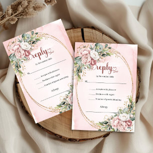 Luxury Pastel Pink Eucalyptus Wedding RSVP Card
