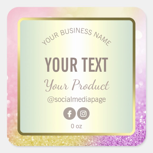 Luxury Pastel Pink Gold Glitter Product Labels (Front)
